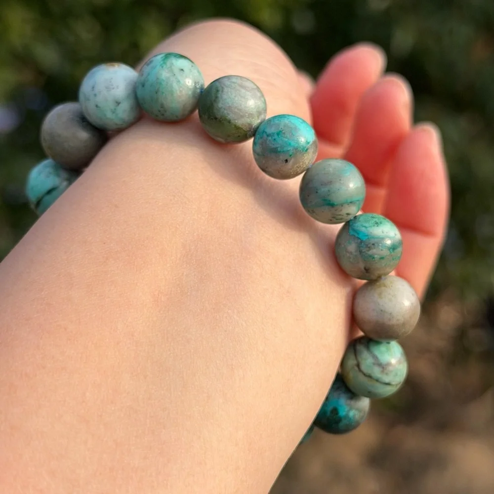 11mm stretchable chrysocolla‎ bracelet 1085